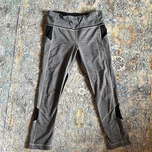 Lululemon grey and black leggings-slightly cropped. Size 6.